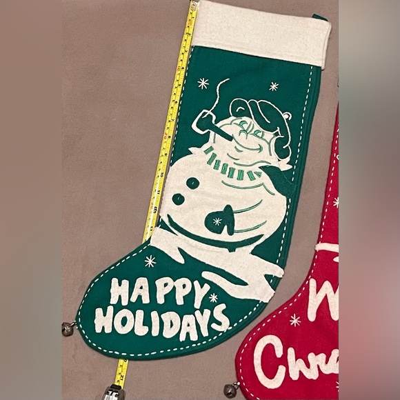 Bundle of Season of Cannon Falls Vintage Christmas Santa Snowman Felt Stockings - Picture 2 of 10